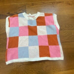 Colorful Checkered Sleeveless Sweater